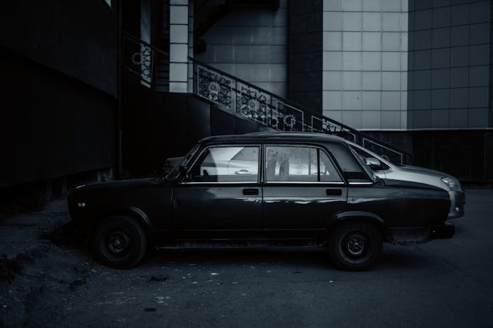 Enhance your Glendale auto accident lawyer website with this vintage black and white car photo.