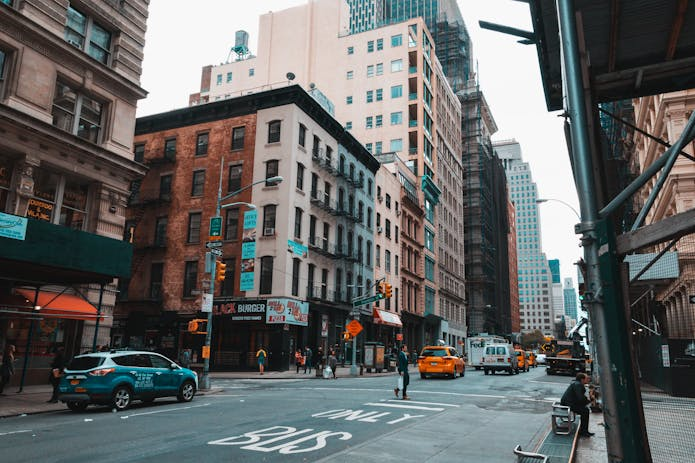  Explore the urban scene of cars and buildings on the city street. Find support from Uber Accident Attorney Near Me in New Jersey.